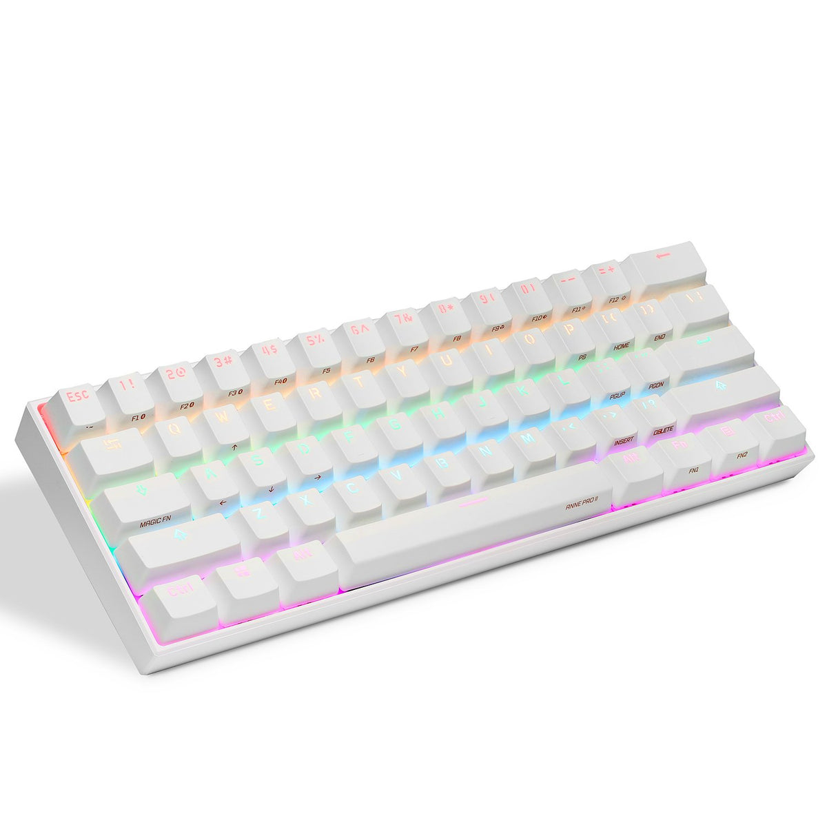 ANNE PRO 2 Wired BLUETOOTH 60% Mechanical White Keyboard Red Switch USB23_WR