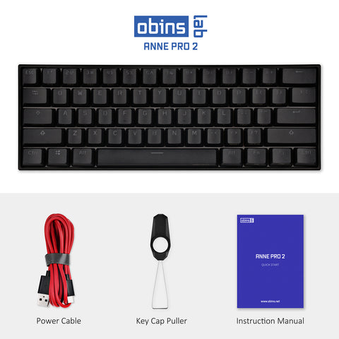 Anne Pro2 60% mechanical keyboard - package list